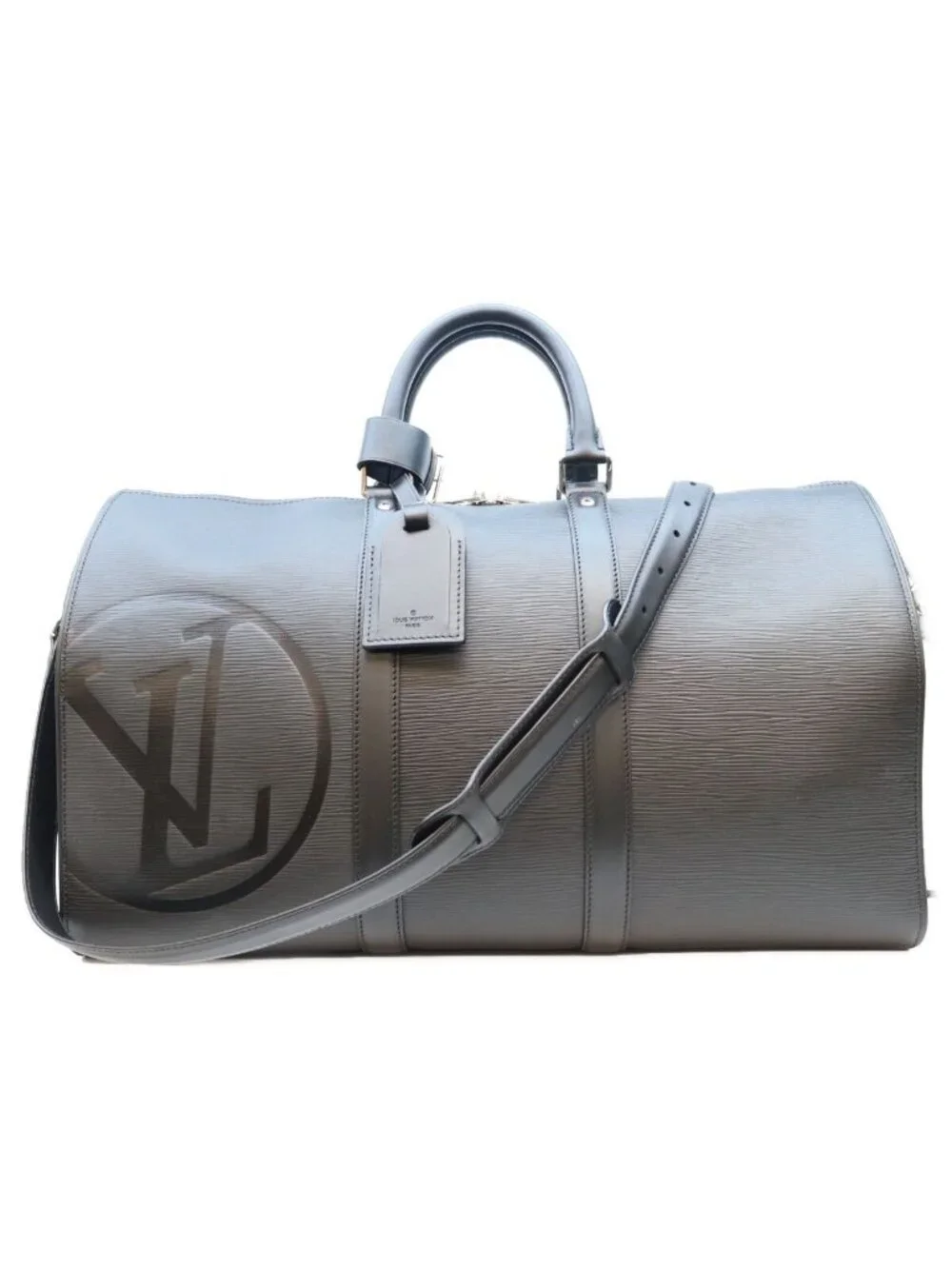 Louis Vuitton Epi Black LV Circle Keepall Bandouliere 45 Boston Bag
